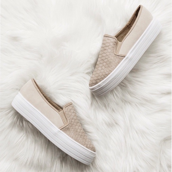 TAUPE | Snakeskin Flatform Slip On Sneakers - Picture 6 of 8